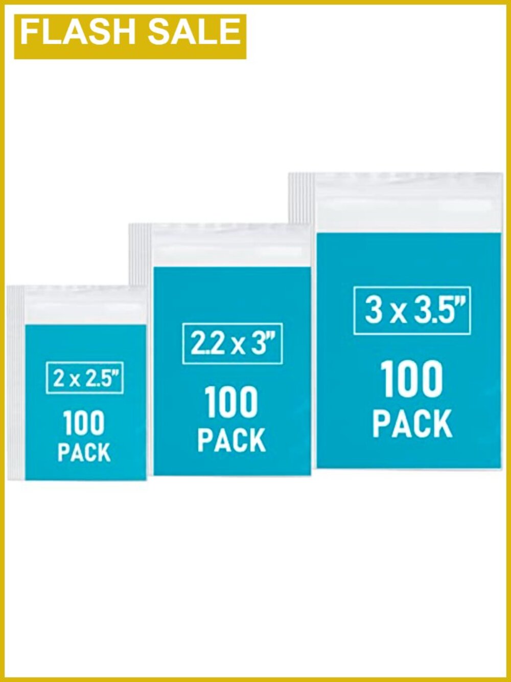300 PCS Mini Plastic Baggies 3 Sizes Resealable Bag